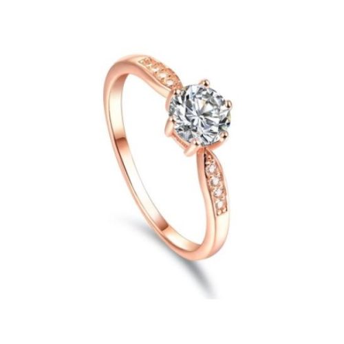 Női eljegyzési gyűrű, ezüst, rosegold, 6-os méret